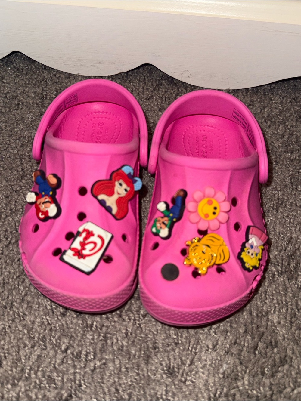 CROCS Kids Pink Clog Sandals with Decorative Charms Included